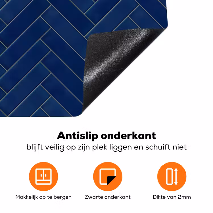 Visgraat - Wandtegel - Donkerblauw - Navy Blue Inductie beschermer vinyl 3mm klein 276 -zzzzzzz-td-onderkant