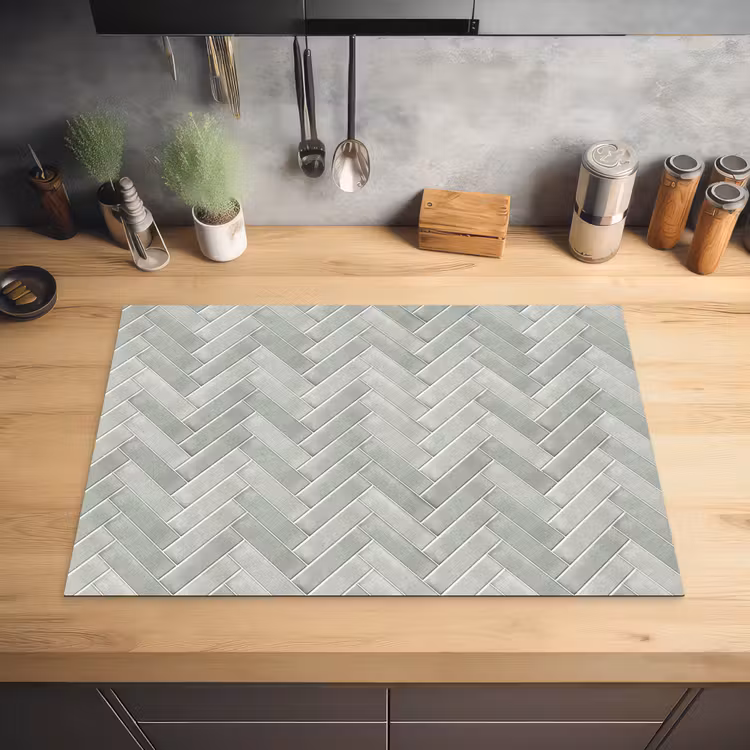 Visgraat - Wandtegel - Grijs Inductie beschermer vinyl 3mm klein 276 -sfeer5