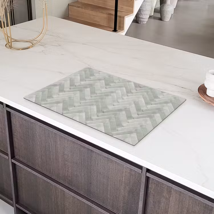 Visgraat - Wandtegel - Grijs Inductie beschermer vinyl 3mm klein 276 -sfeer8