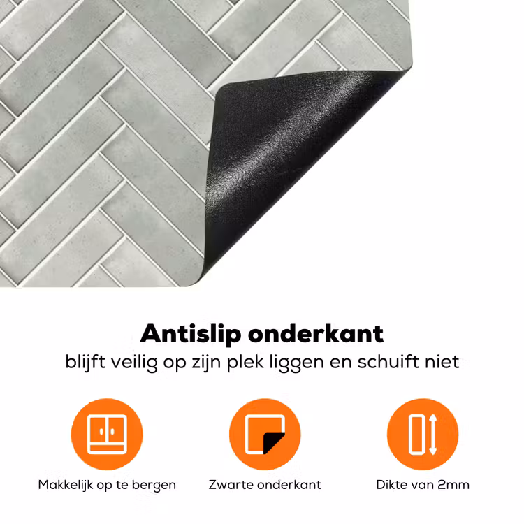 Visgraat - Wandtegel - Grijs Inductie beschermer vinyl 3mm klein 276 -zzzzzzz-td-onderkant