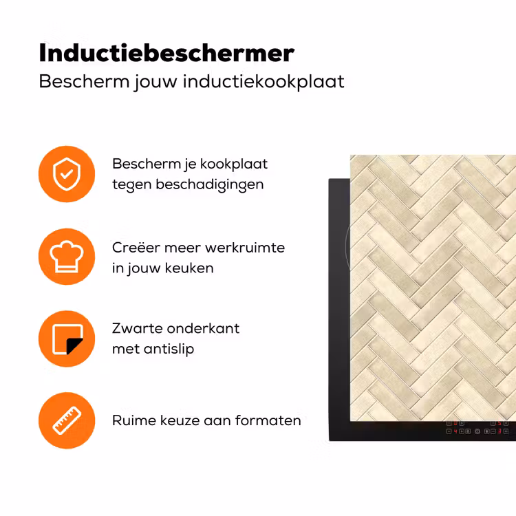 Visgraat - Wandtegel - Licht Beige Inductie beschermer vinyl 3mm klein 276 -zzzzzzz-td-ups