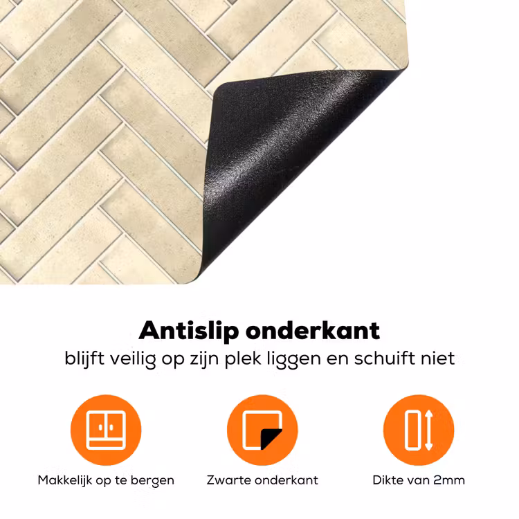 Visgraat - Wandtegel - Licht Beige Inductie beschermer vinyl 3mm klein 276 -zzzzzzz-td-onderkant