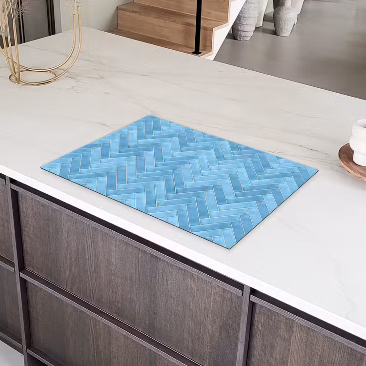 Visgraat - Wandtegel - Lichtblauw Inductie beschermer vinyl 3mm klein 276 -sfeer8