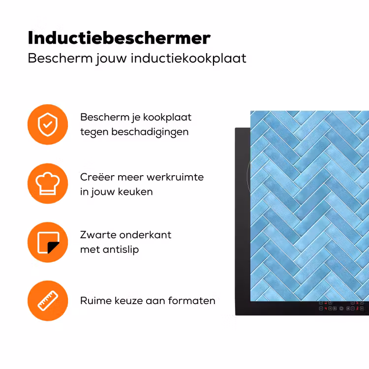 Visgraat - Wandtegel - Lichtblauw Inductie beschermer vinyl 3mm klein 276 -zzzzzzz-td-ups
