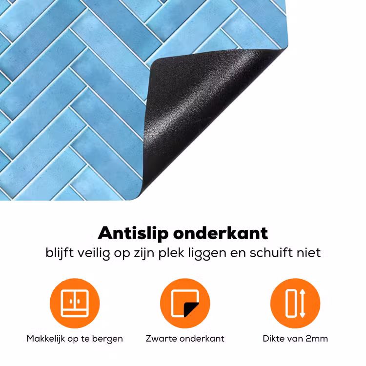 Visgraat - Wandtegel - Lichtblauw Inductie beschermer vinyl 3mm klein 276 -zzzzzzz-td-onderkant