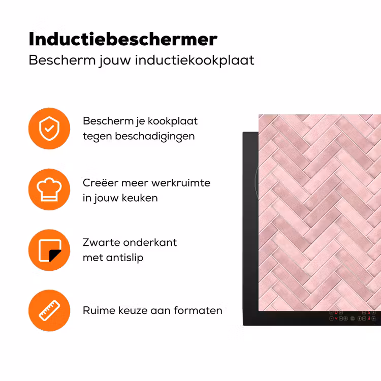 Visgraat - Wandtegel - Lichtroze Inductie beschermer vinyl 3mm klein 276 -zzzzzzz-td-ups