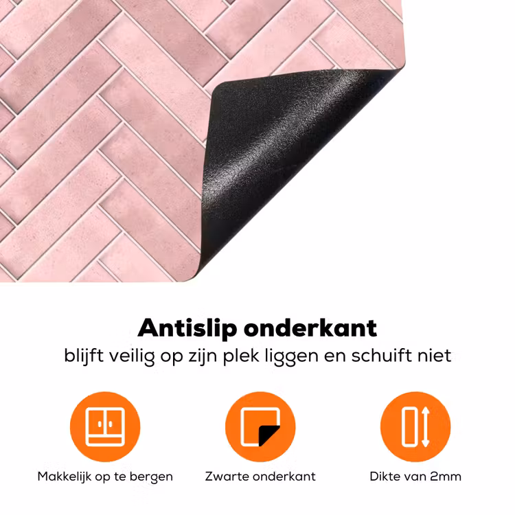 Visgraat - Wandtegel - Lichtroze Inductie beschermer vinyl 3mm klein 276 -zzzzzzz-td-onderkant