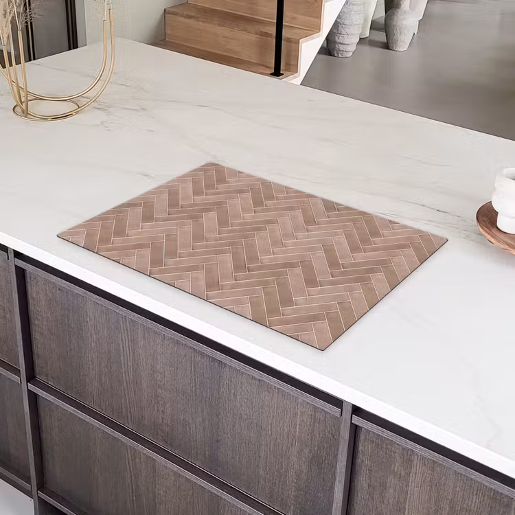 Visgraat - Wandtegel - Oudroze - Terracotta Inductie beschermer vinyl 3mm klein 276 -sfeer8