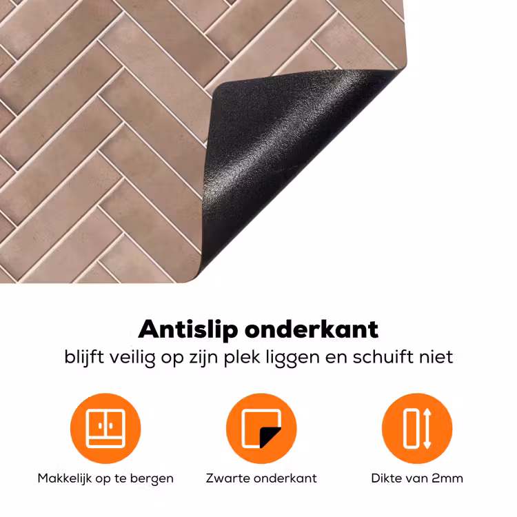 Visgraat - Wandtegel - Oudroze - Terracotta Inductie beschermer vinyl 3mm klein 276 -zzzzzzz-td-onderkant