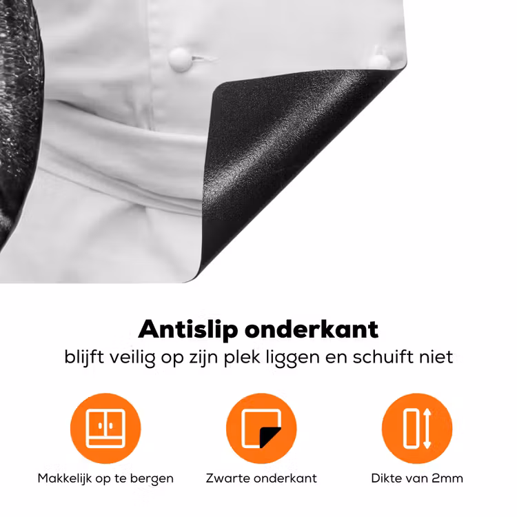Vissen - Chef - Zwart - Wit Inductie beschermer vinyl 3mm klein -zzzzzzz-td-onderkant
