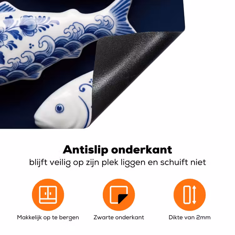 Vissen - Delfts - Blauw - Keramiek Inductie beschermer vinyl 3mm klein -zzzzzzz-td-onderkant