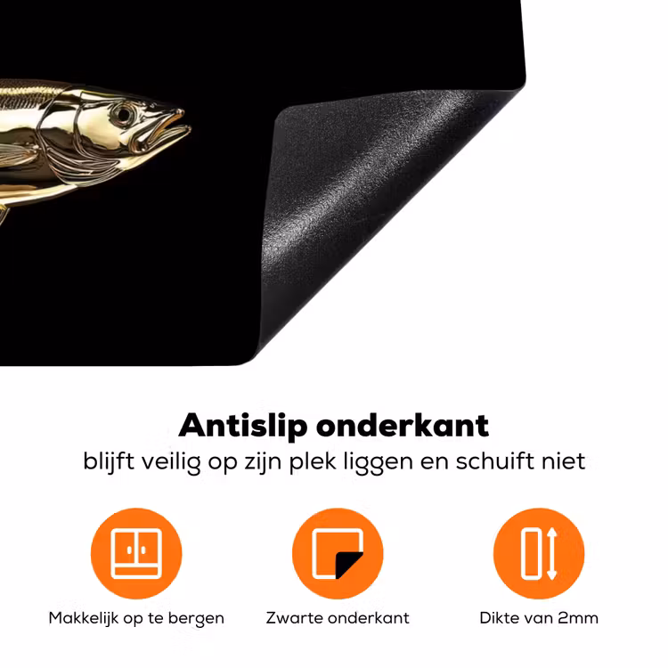 Vissen - Goud - Zwart Inductie beschermer vinyl 3mm klein -zzzzzzz-td-onderkant