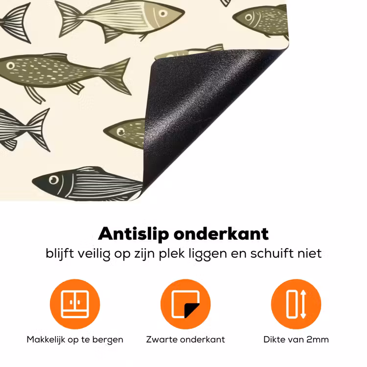 Vissen - Klassiek - Groen Inductie beschermer vinyl 3mm klein 276 -zzzzzzz-td-onderkant