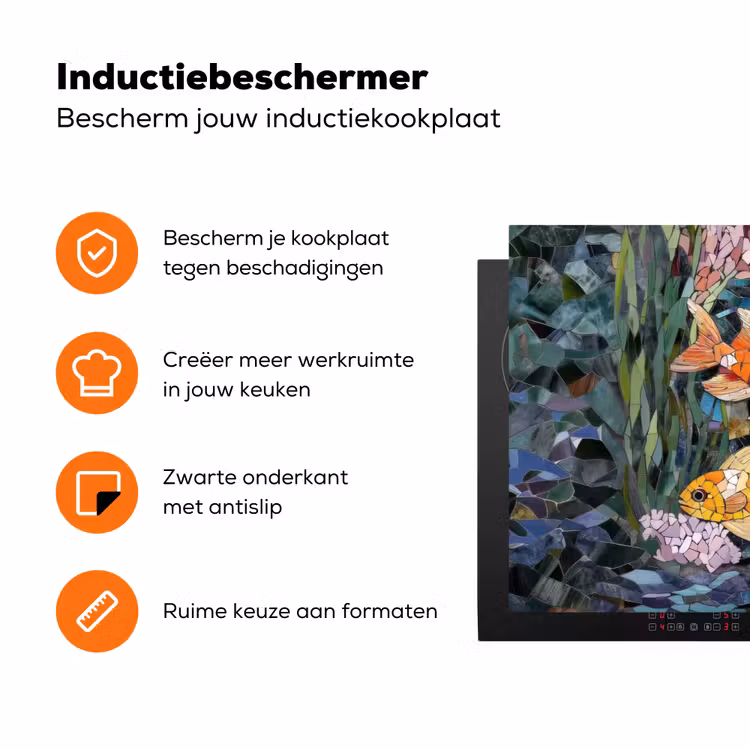 Vissen - Koraal - Zee - Mozaïek Inductie beschermer vinyl 3mm klein -zzzzzzz-td-ups