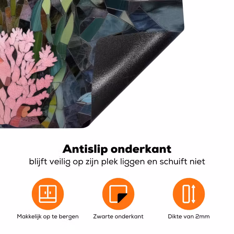 Vissen - Koraal - Zee - Mozaïek Inductie beschermer vinyl 3mm klein -zzzzzzz-td-onderkant