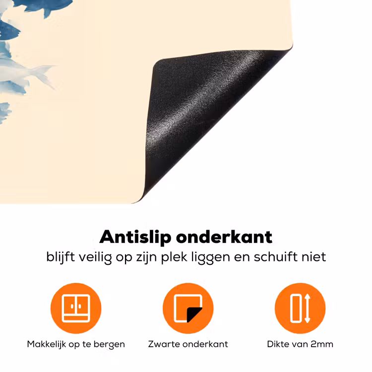 Vissen - Minimalistisch - Blauw Inductie beschermer vinyl 3mm klein -zzzzzzz-td-onderkant