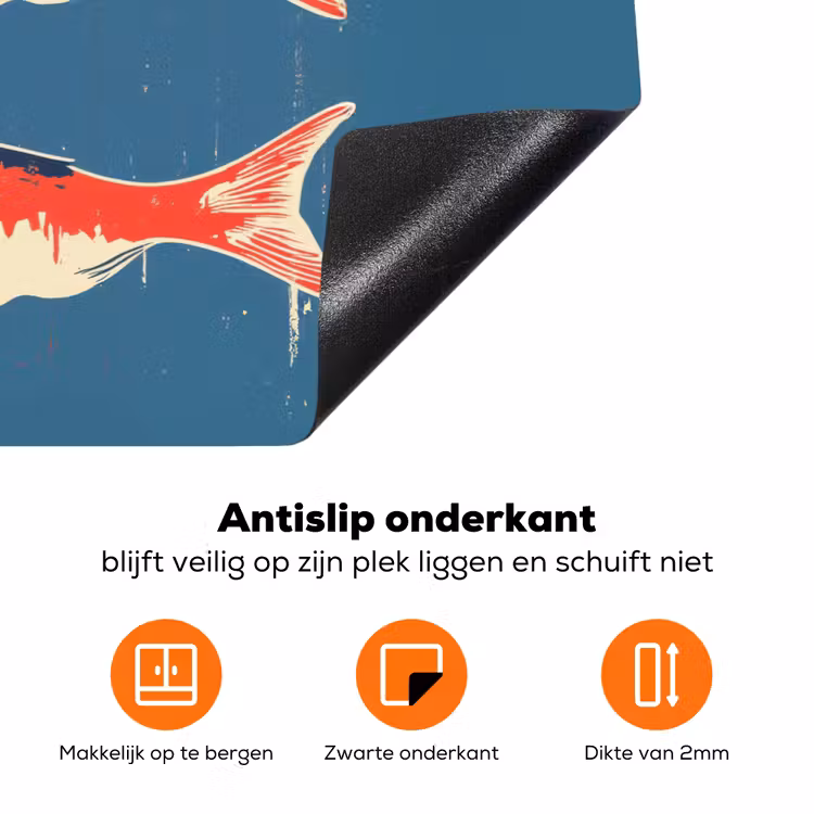 Vissen - Rood - Blauw Inductie beschermer vinyl 3mm klein -zzzzzzz-td-onderkant
