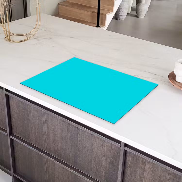 Vivid - Aquamarine - Turkoois Inductie beschermer vinyl 3mm klein 276 -sfeer8