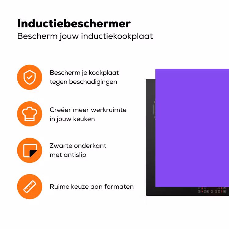 Vivid - Violet - Paars Inductie beschermer vinyl 3mm klein 276 -zzzzzzz-td-ups