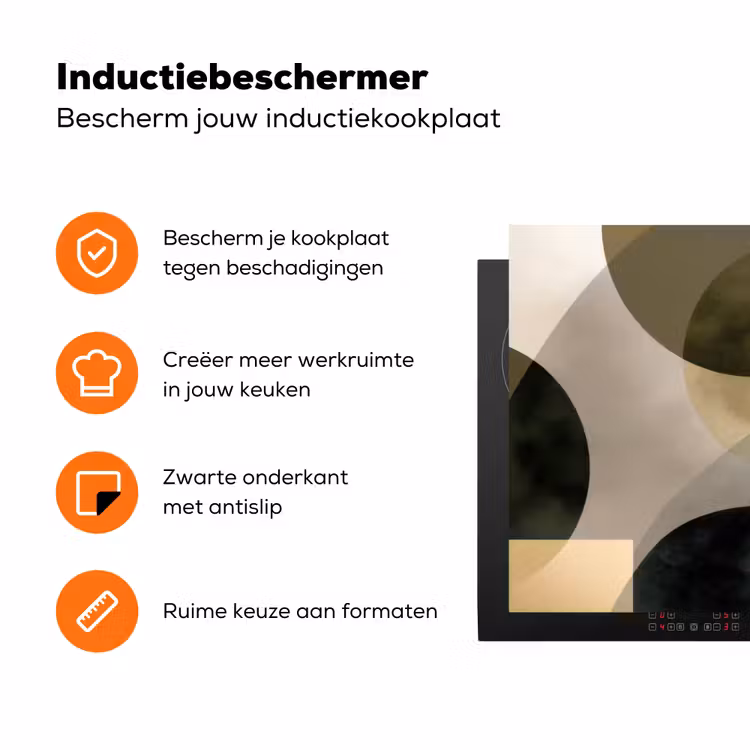 Vlakken - Abstract - Beige - Cirkels Inductie beschermer vinyl 3mm klein -zzzzzzz-td-ups