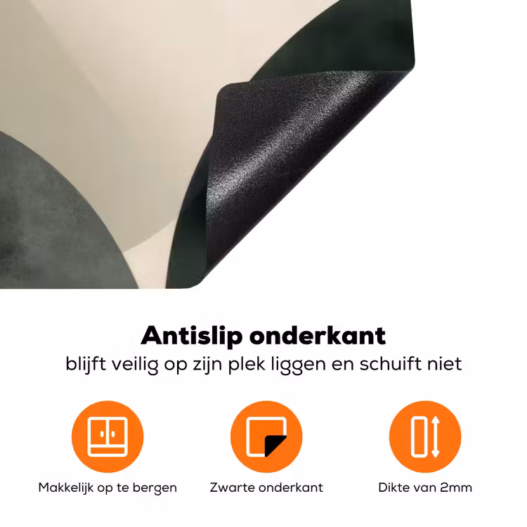 Vlakken - Abstract - Beige - Cirkels Inductie beschermer vinyl 3mm klein -zzzzzzz-td-onderkant