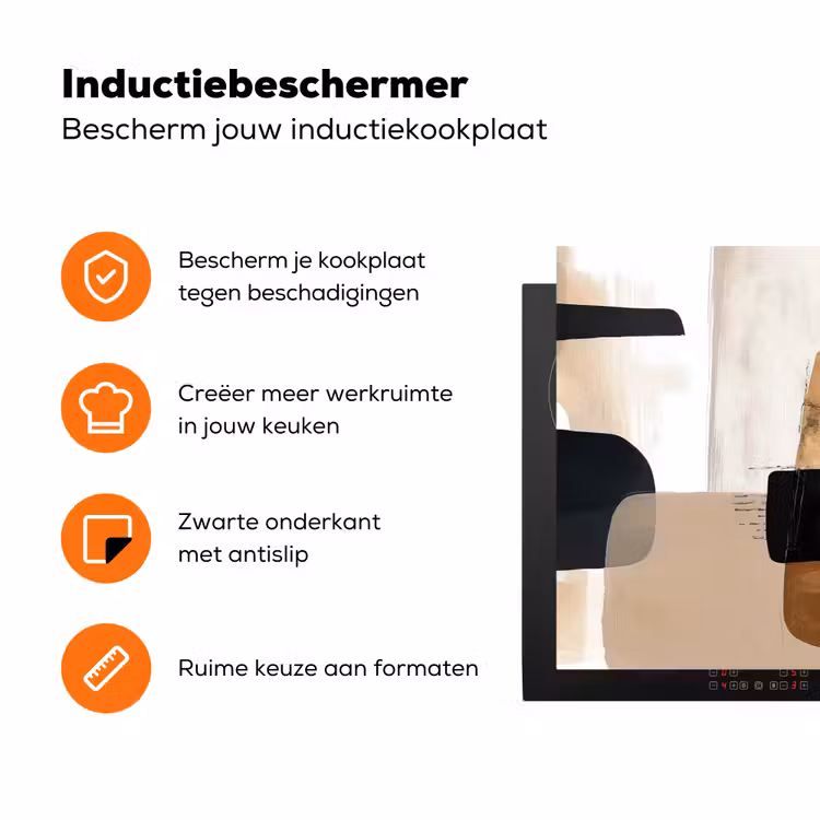 Vlakken - Abstract - Zwart - Strepen Inductie beschermer vinyl 3mm klein -zzzzzzz-td-ups