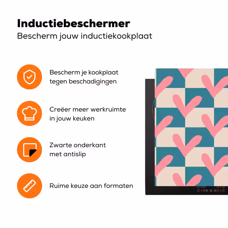 Vlakken - Hartjes - Patroon - Retro Inductie beschermer vinyl 3mm klein 276 -zzzzzzz-td-ups