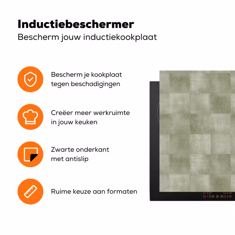 Vlakken - Rustiek - Groen Inductie beschermer vinyl 3mm klein 276 -zzzzzzz-td-ups