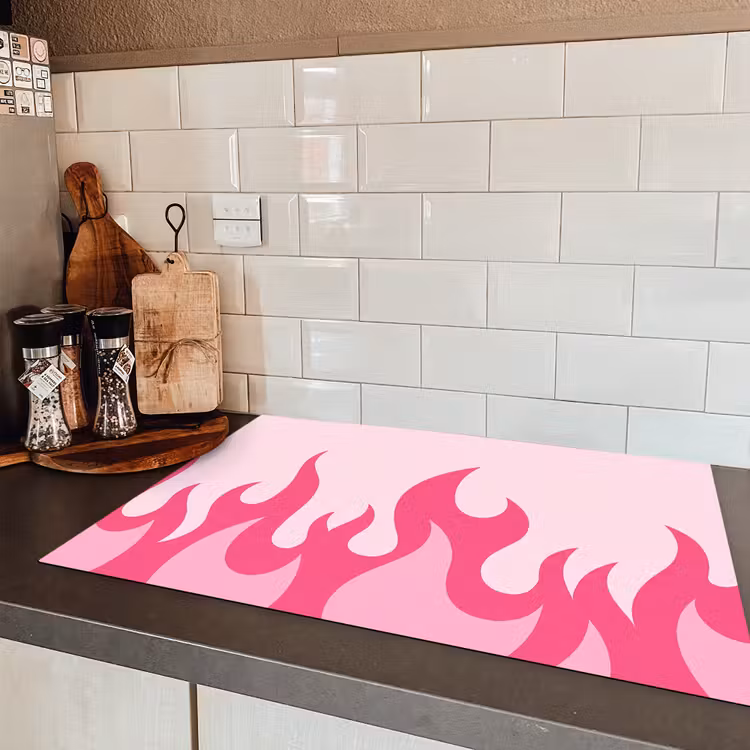 Vlammen - Patroon - Abstract - Modern - Roze Inductie beschermer vinyl 3mm klein -sfeer3