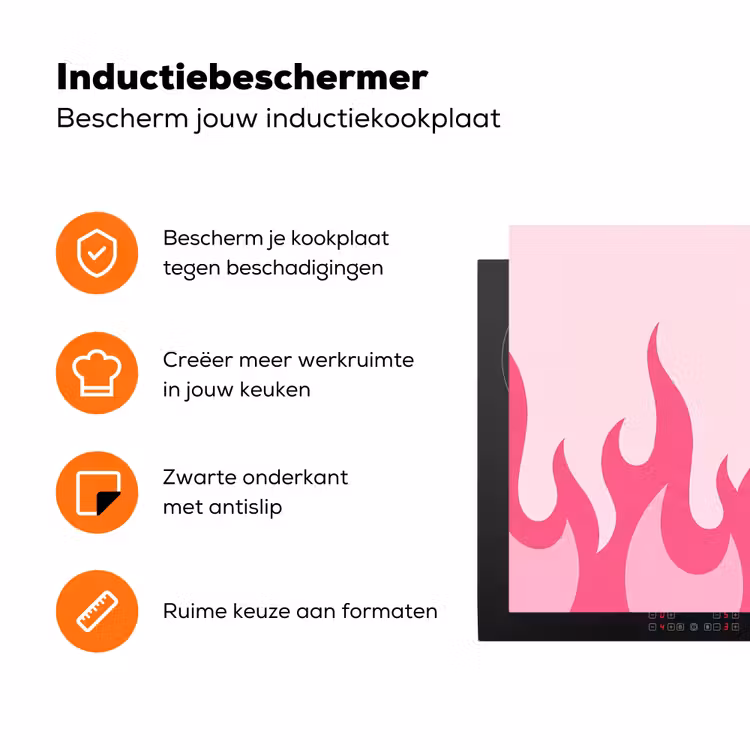 Vlammen - Patroon - Abstract - Modern - Roze Inductie beschermer vinyl 3mm klein -zzzzzzz-td-ups