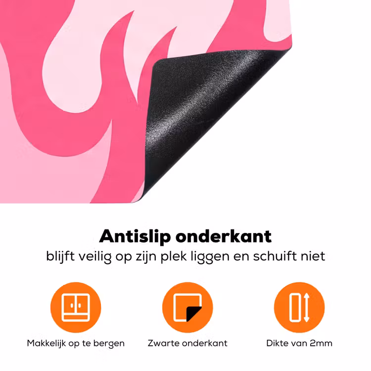 Vlammen - Patroon - Abstract - Modern - Roze Inductie beschermer vinyl 3mm klein -zzzzzzz-td-onderkant