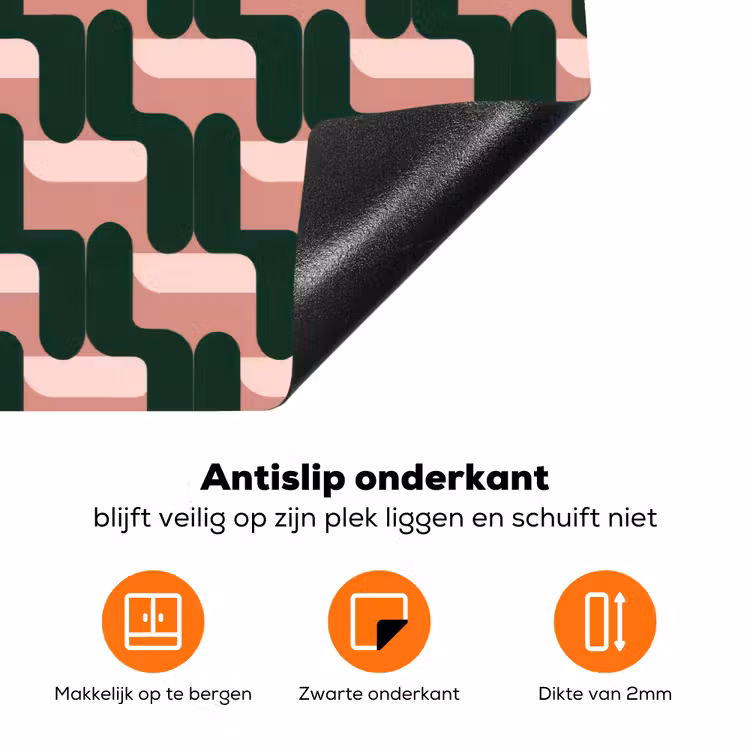 Vlechtpatroon - Groen - Roze - Geometrisch Inductie beschermer vinyl 3mm klein 276 -zzzzzzz-td-onderkant