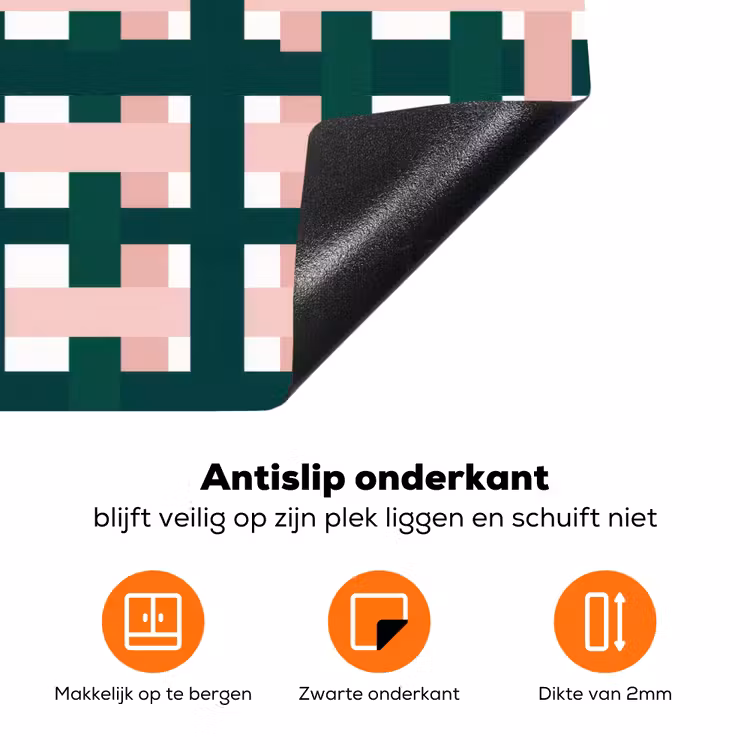 Vlechtpatroon - Groen - Roze - Grafisch Inductie beschermer vinyl 3mm klein 276 -zzzzzzz-td-onderkant