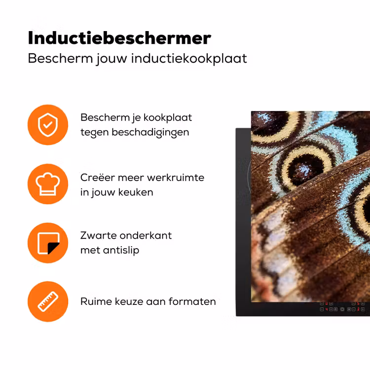 Vleugels - Vlinder - Blauw Inductie beschermer vinyl 3mm klein -zzzzzzz-td-ups