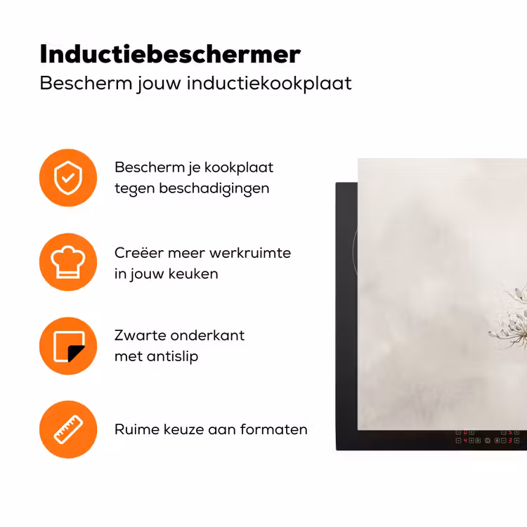 Vlinder - Bloem -Natuur - Beige Inductie beschermer vinyl 3mm klein -zzzzzzz-td-ups