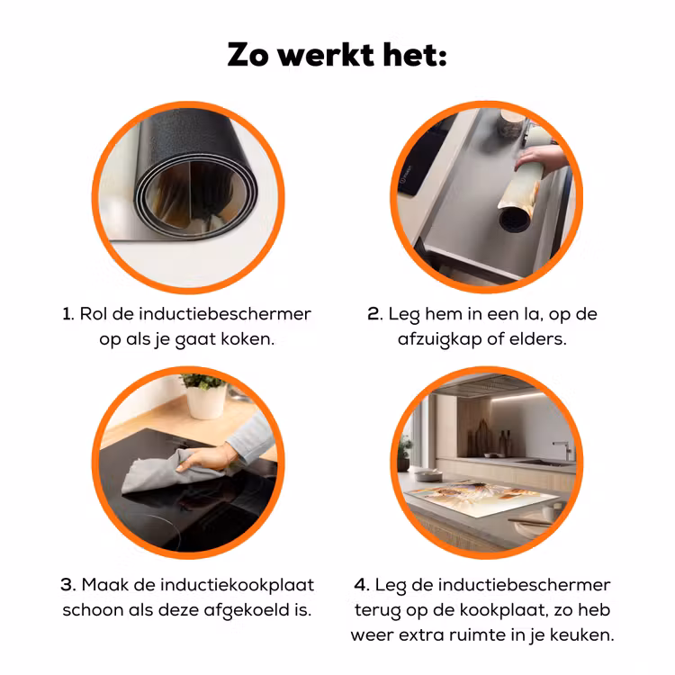 Vlinder - Bloem - Oranje Inductie beschermer vinyl 3mm klein -zzzzzzz-td-werking