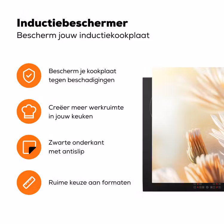 Vlinder - Bloem - Oranje Inductie beschermer vinyl 3mm klein -zzzzzzz-td-ups