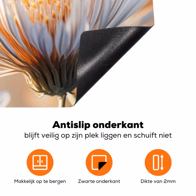 Vlinder - Bloem - Oranje Inductie beschermer vinyl 3mm klein -zzzzzzz-td-onderkant