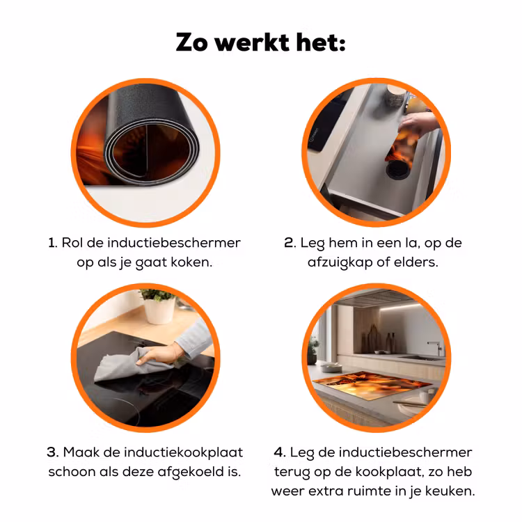 Vlinder - Bloemen - Oranje Inductie beschermer vinyl 3mm klein -zzzzzzz-td-werking