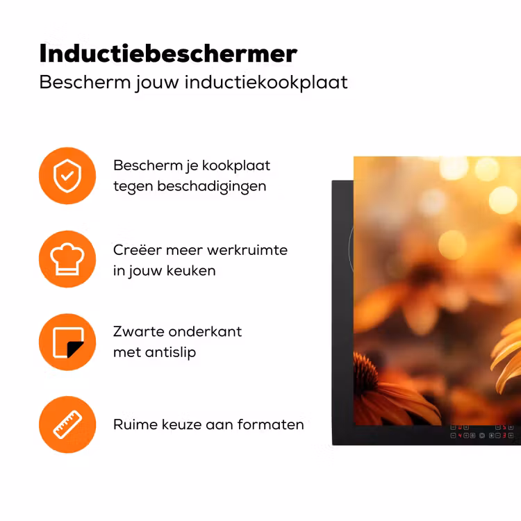 Vlinder - Bloemen - Oranje Inductie beschermer vinyl 3mm klein -zzzzzzz-td-ups