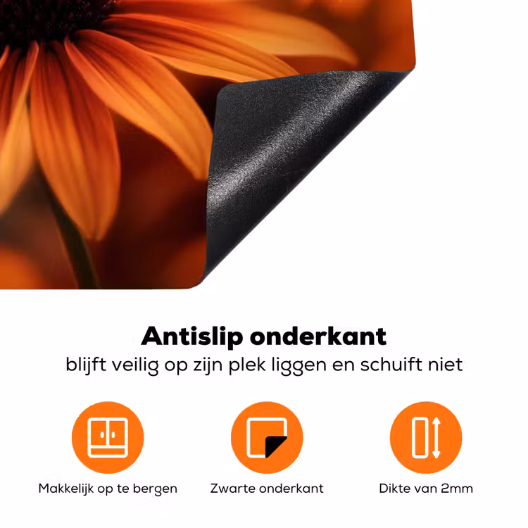 Vlinder - Bloemen - Oranje Inductie beschermer vinyl 3mm klein -zzzzzzz-td-onderkant