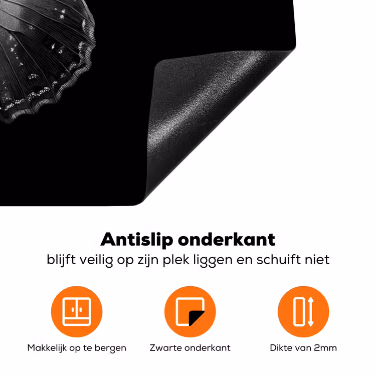 Vlinder - Grijs - Mysterieus Inductie beschermer vinyl 3mm klein -zzzzzzz-td-onderkant