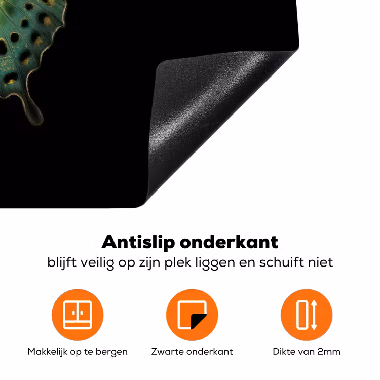 Vlinder - Groen - Diepte Inductie beschermer vinyl 3mm klein -zzzzzzz-td-onderkant
