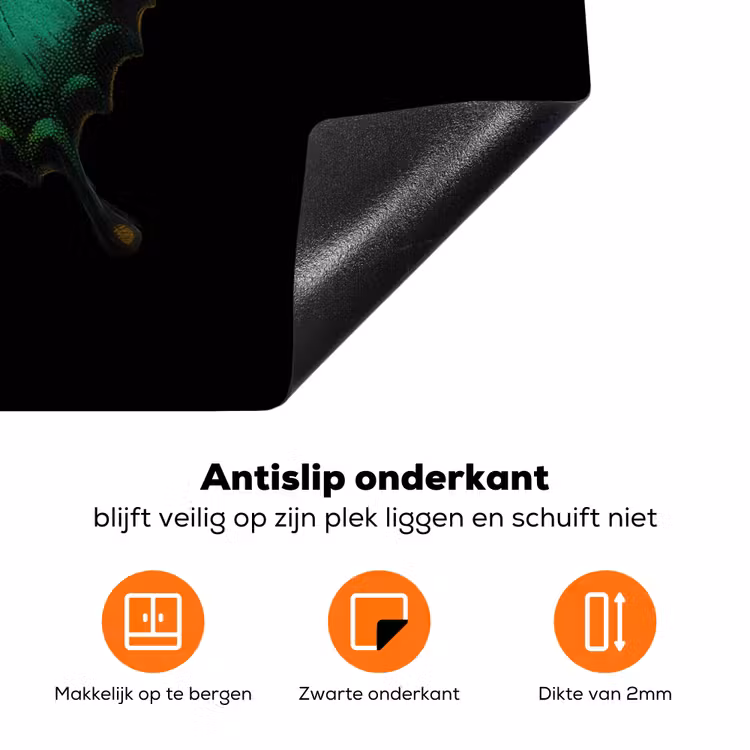 Vlinder - Groen - Opvallend Inductie beschermer vinyl 3mm klein -zzzzzzz-td-onderkant