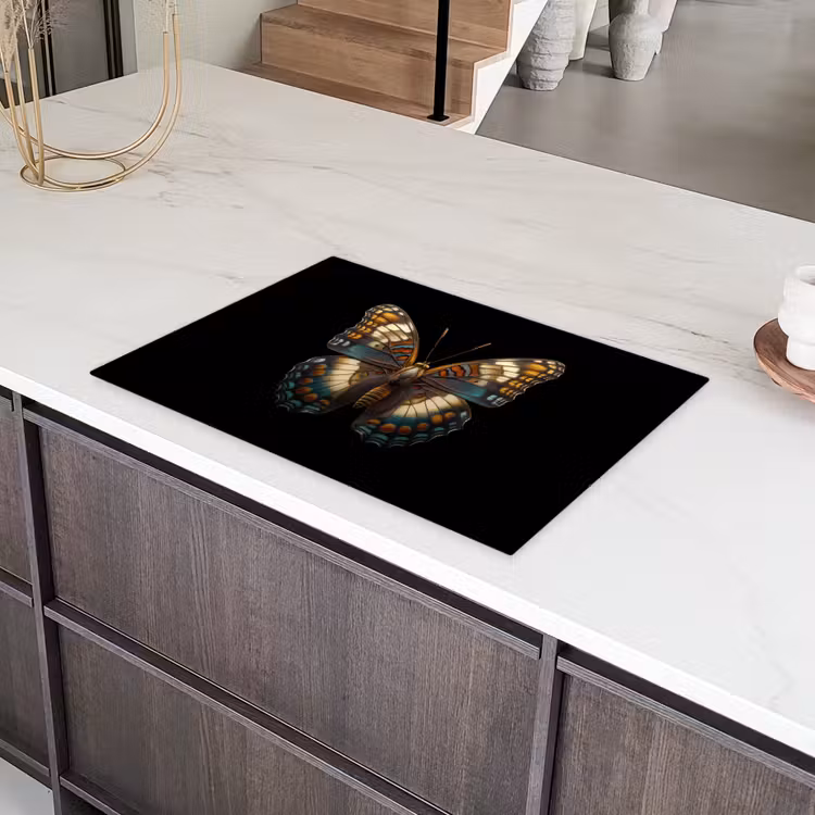 Vlinder - Kleurrijk - mozaïekachtig Inductie beschermer vinyl 3mm klein -sfeer8
