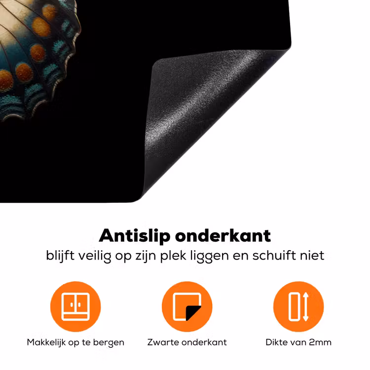 Vlinder - Kleurrijk - mozaïekachtig Inductie beschermer vinyl 3mm klein -zzzzzzz-td-onderkant