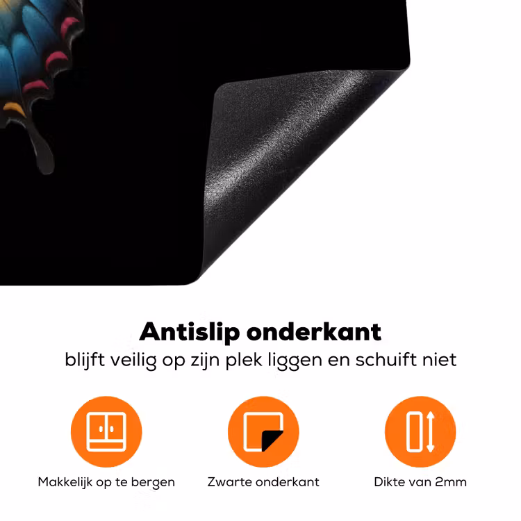Vlinder - Kleurrijk - Speels Inductie beschermer vinyl 3mm klein -zzzzzzz-td-onderkant