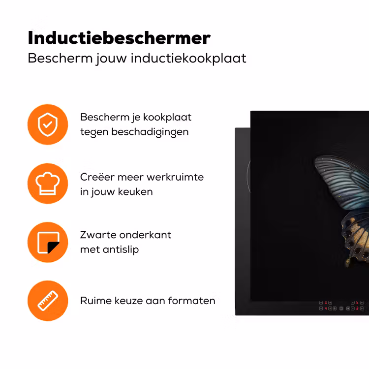 Vlinder - Metaalachtig - Geometrisch patroon Inductie beschermer vinyl 3mm klein -zzzzzzz-td-ups