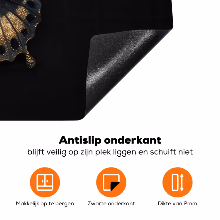 Vlinder - Metaalachtig - Geometrisch patroon Inductie beschermer vinyl 3mm klein -zzzzzzz-td-onderkant