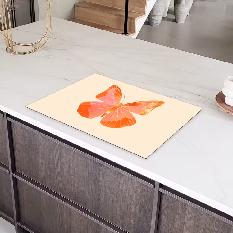 Vlinder - Minimalistisch - Roze Inductie beschermer vinyl 3mm klein -sfeer8
